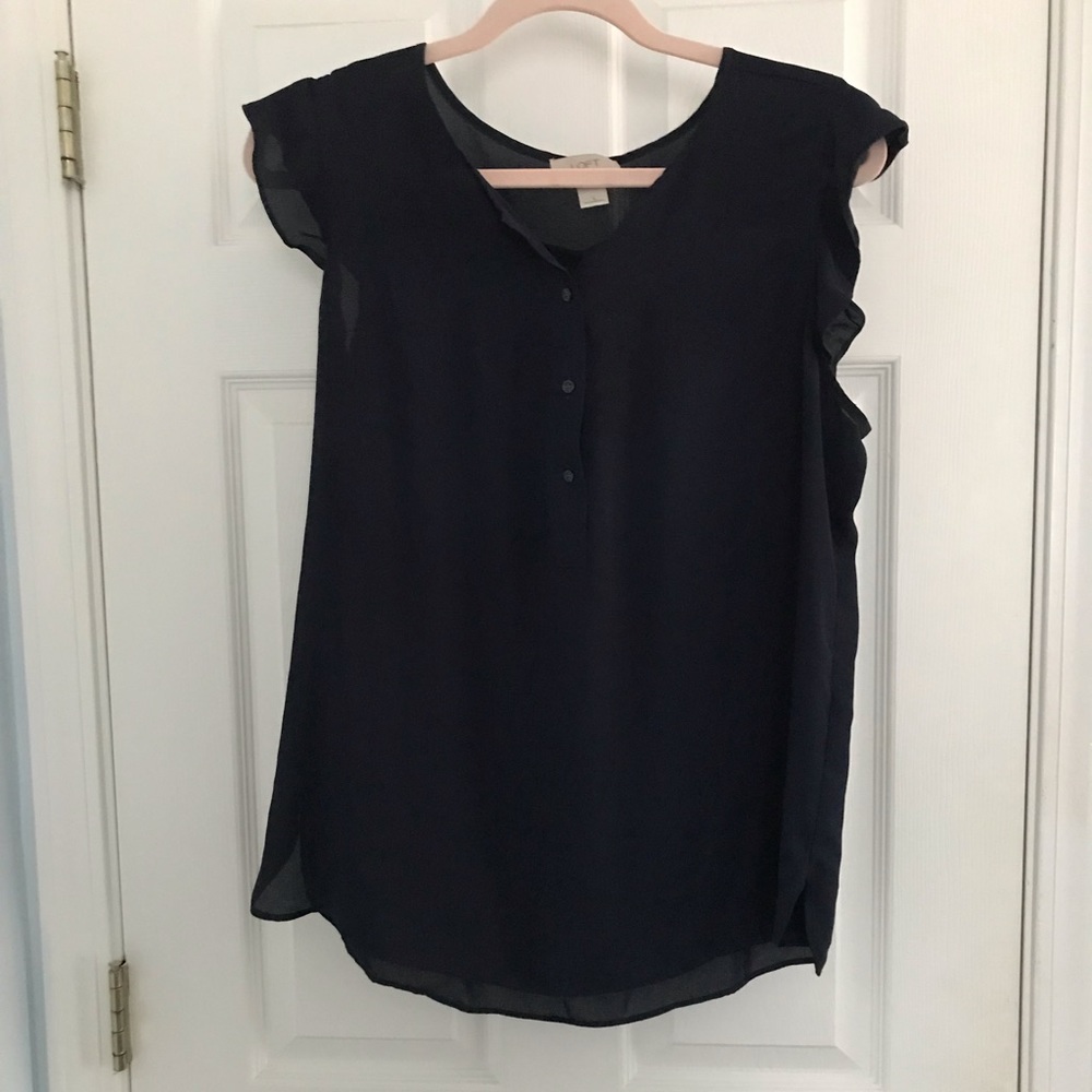Loft Outlet Navy Flutter Sleeve Top - Sz L